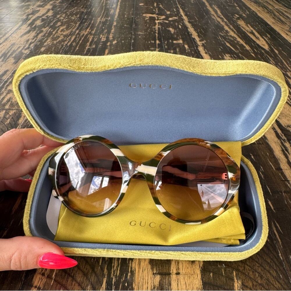 GUCCI - Green & White Marble Sunglasses